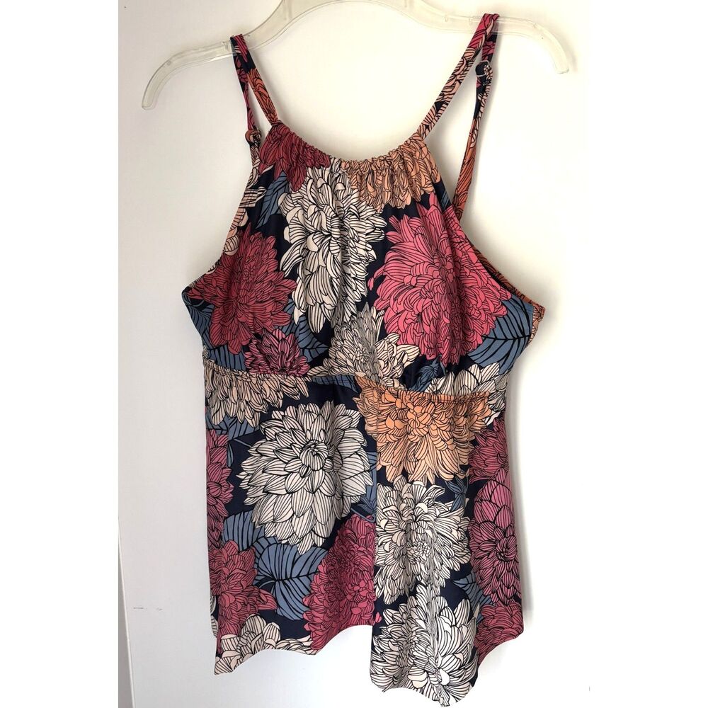 Kona Sol Floral One-Piece Tankini Top in Navy, Pink, White, Blue, Orange